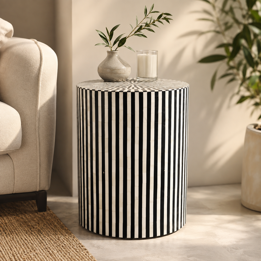Ava Bone Inlay Stool