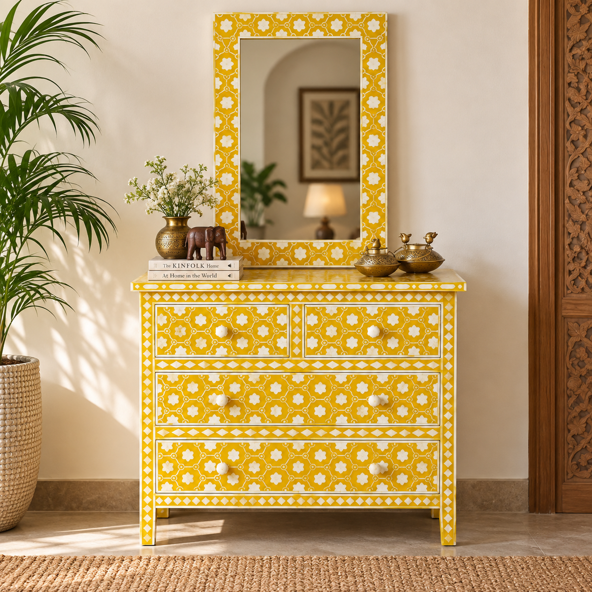 Zoya Bone Inlay Chest & Mirror