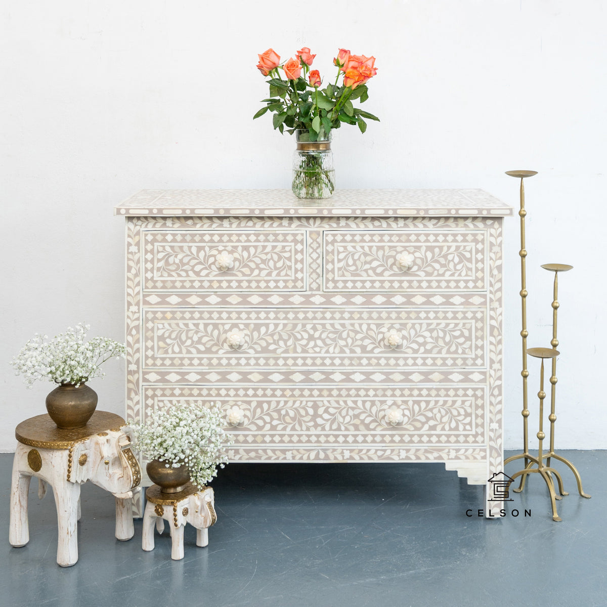 Silven Bone Inlay Chest of Drawer
