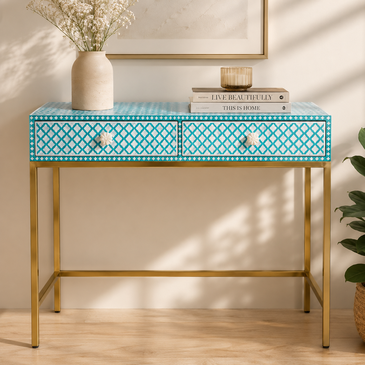 Lisa Mother of Pearl Inlay Console Table