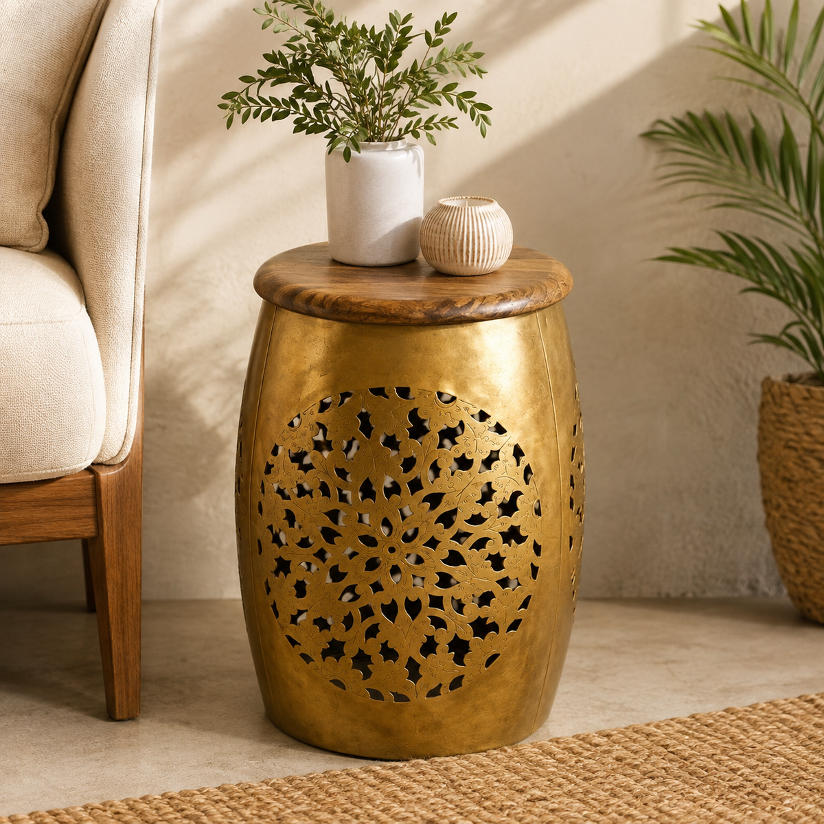 Zep Brass Finish Side Table