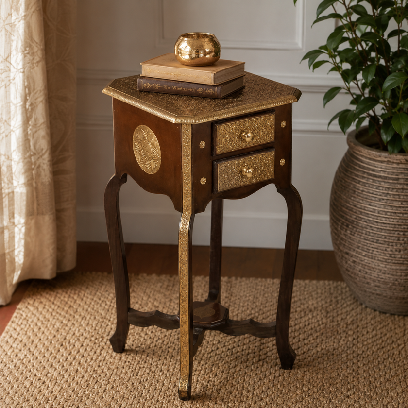 Dino Brass Fitted Side table