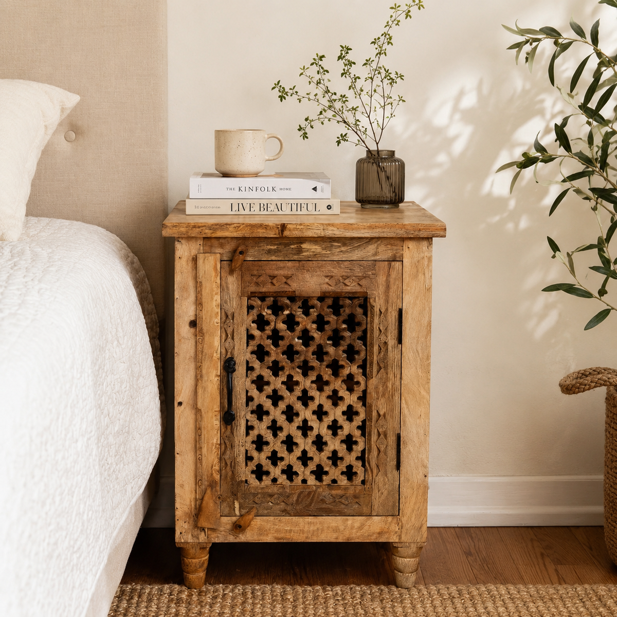 Eden Hand Carved Bedside