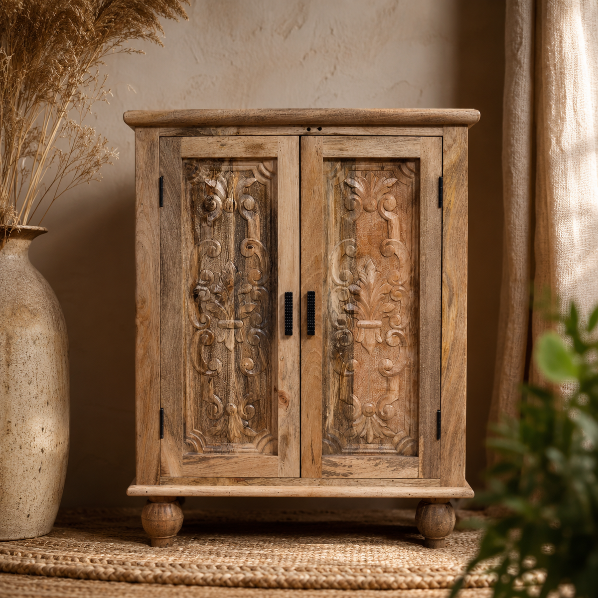 Roye Carved Wooden Chest
