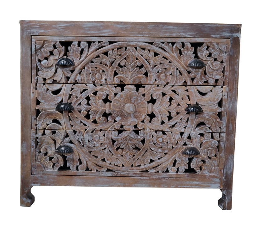 Herran Carved Wooden Chest of Drawer
