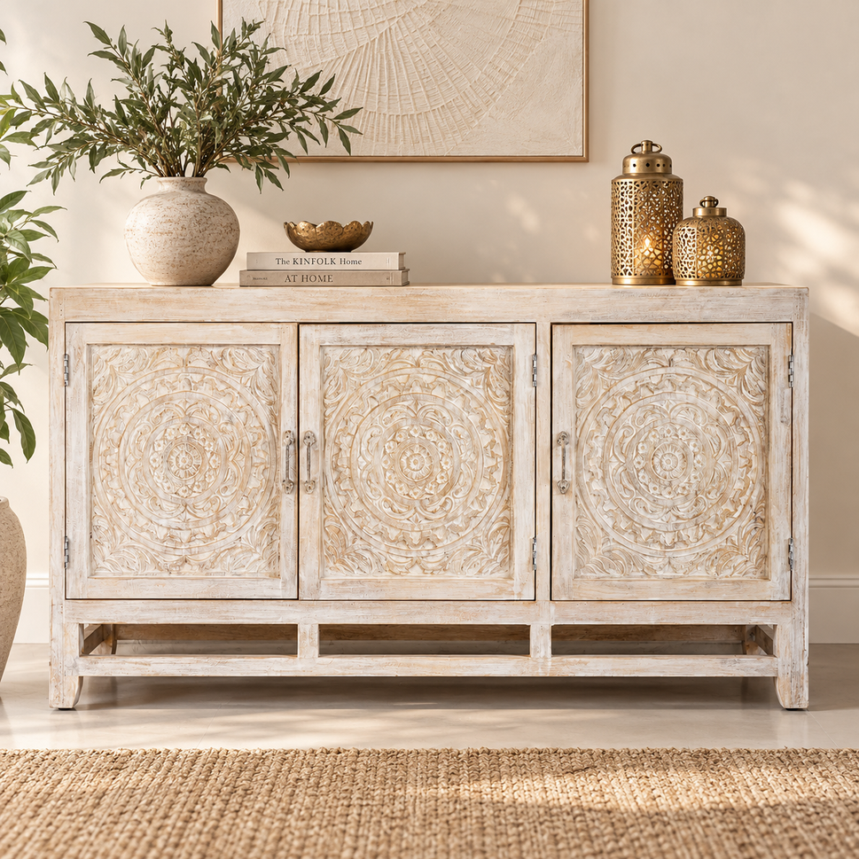 Douglas Hand Carved Wooden Buffet