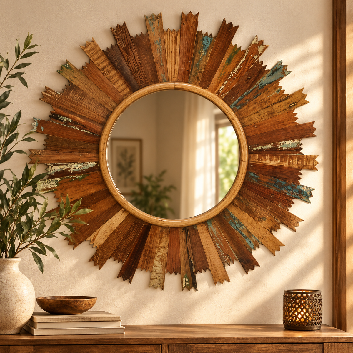 Wilson Hand Carved Wooden Mirror