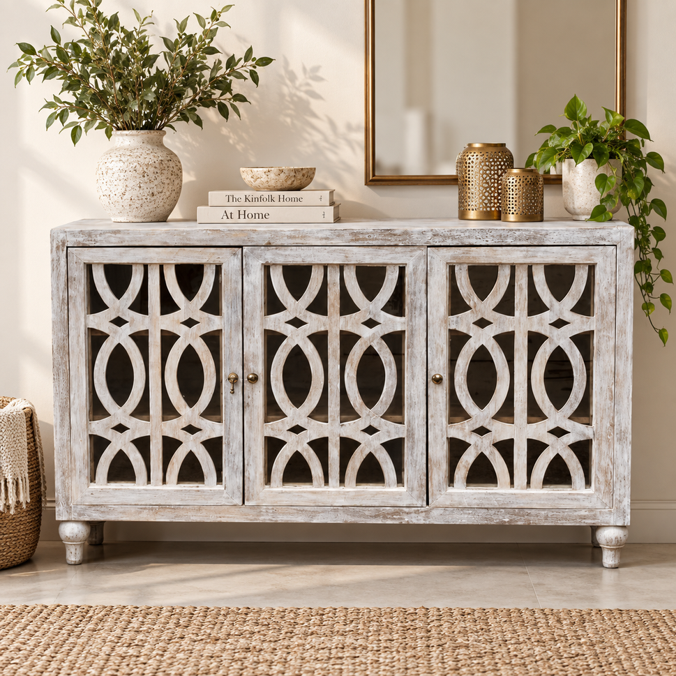 Jody Hand Carved Wooden Side Board