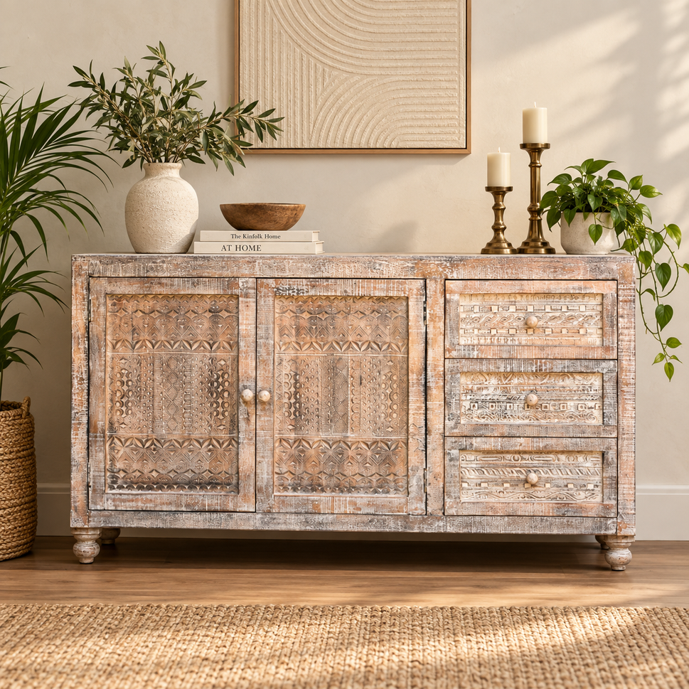 Euan Carved Wooden Buffet