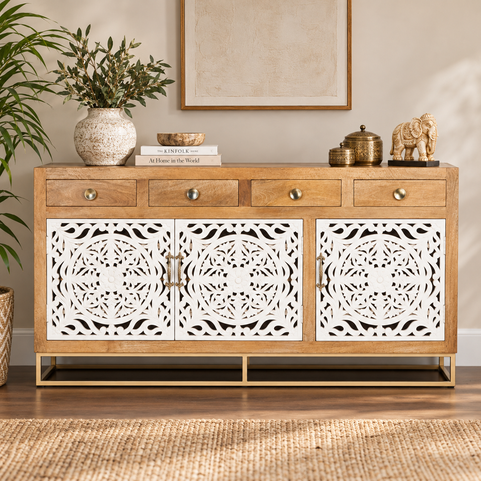 Perry Hand Carved Wooden Buffet