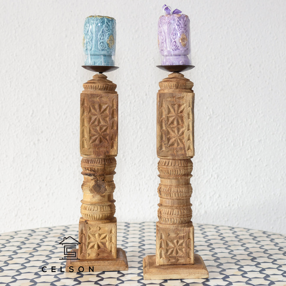Radhika Rustic Wooden Candle Holder