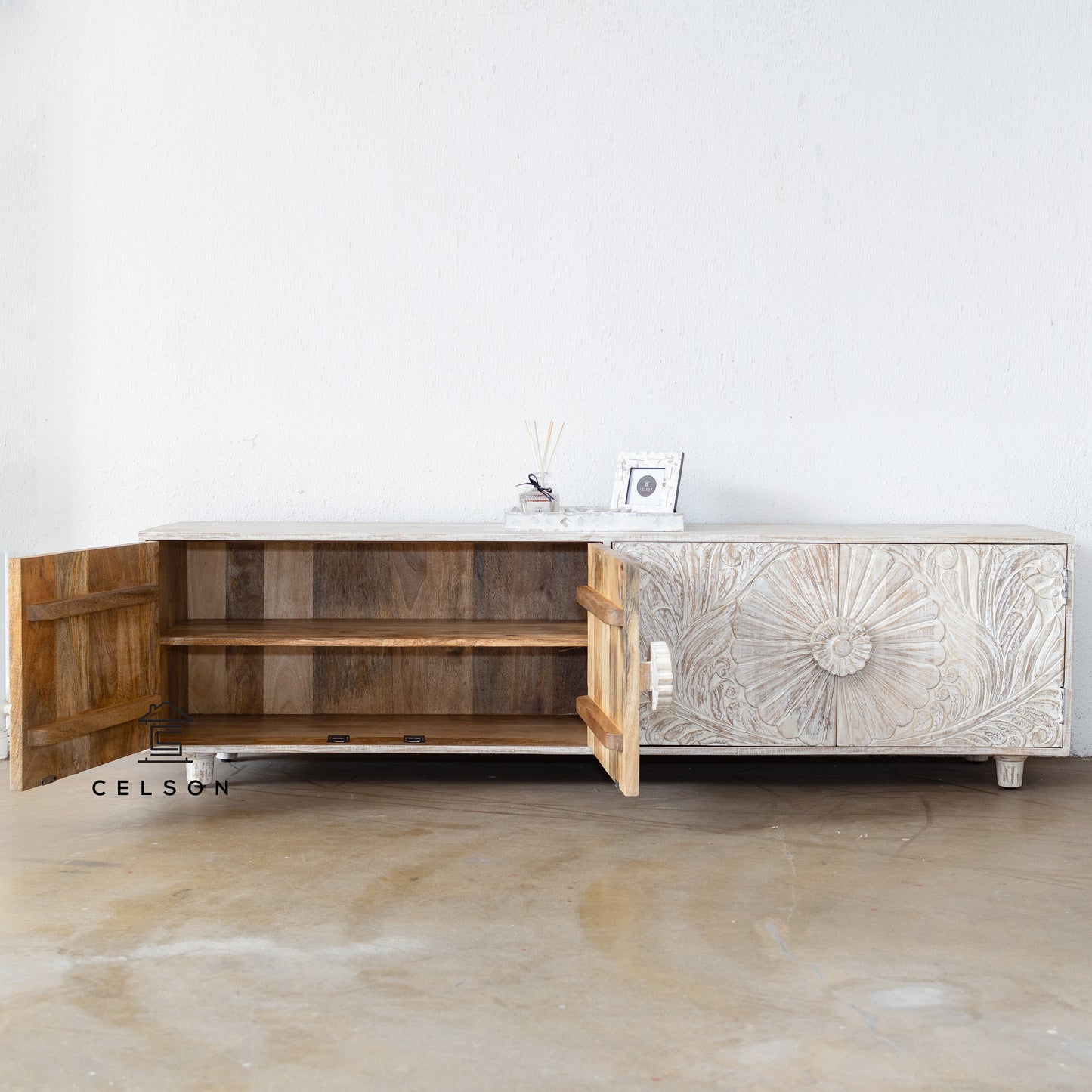 Chrisy Hand Carved TV Cabinet