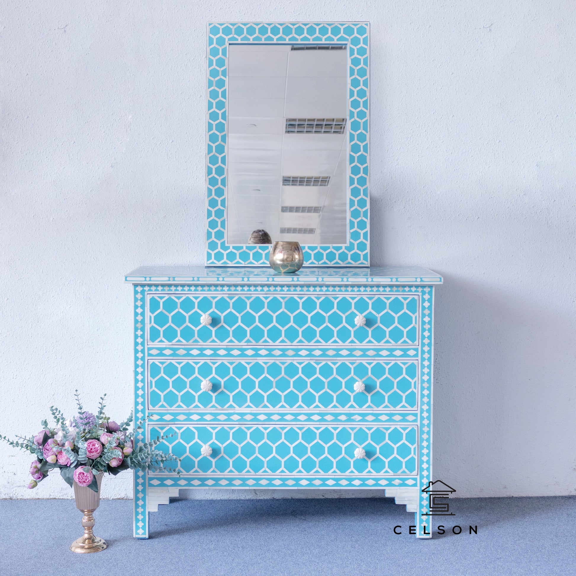 Patria Bone Inlay Chest with Mirror
