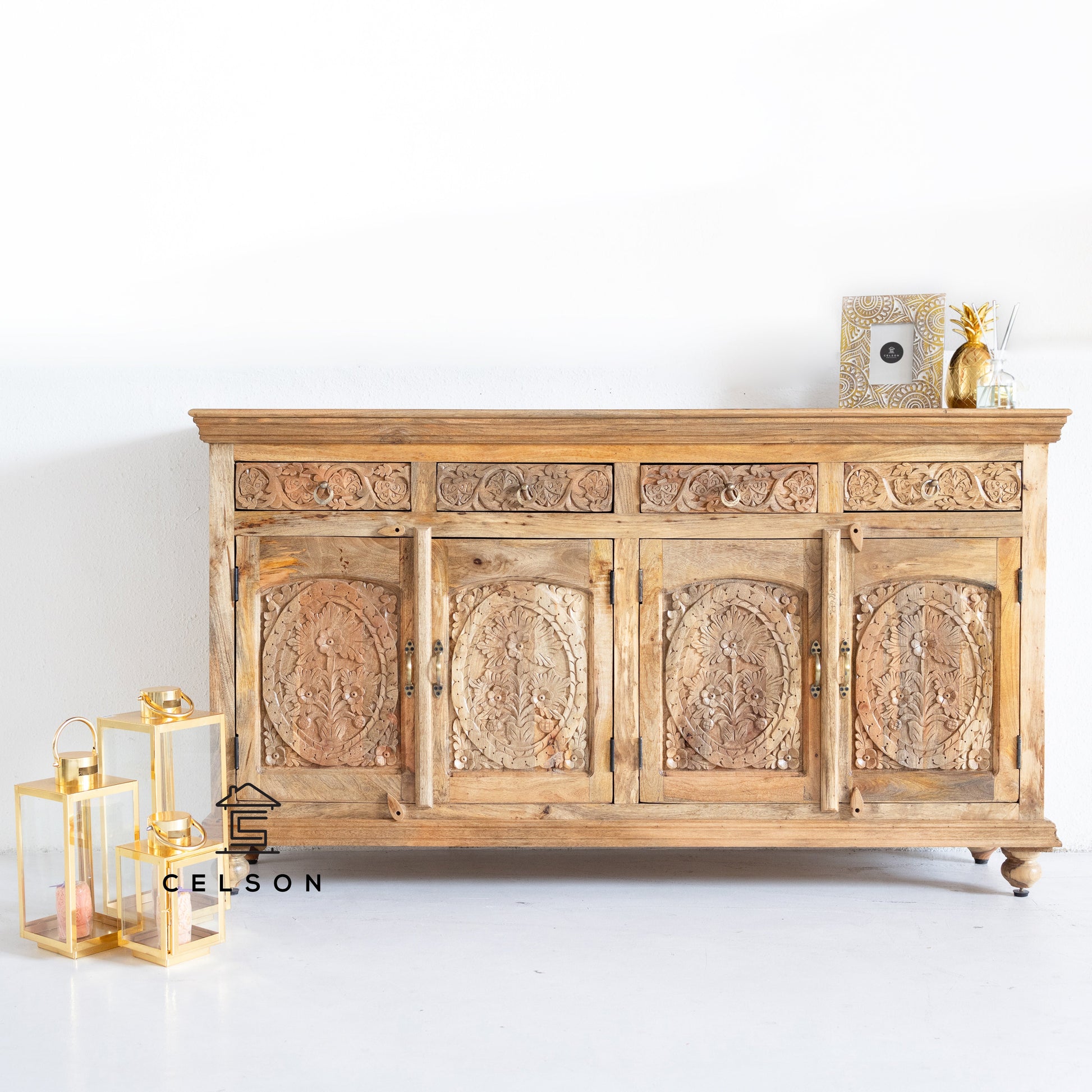 Isha Hand Carved Wooden Sideboard