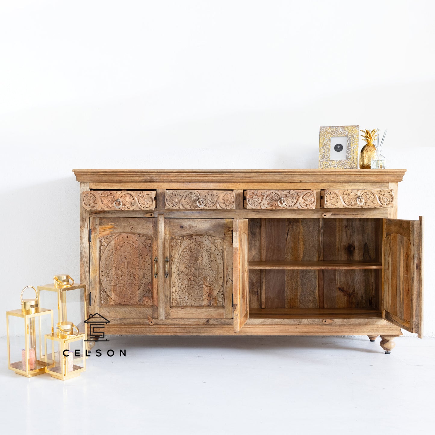Isha Hand Carved Wooden Sideboard