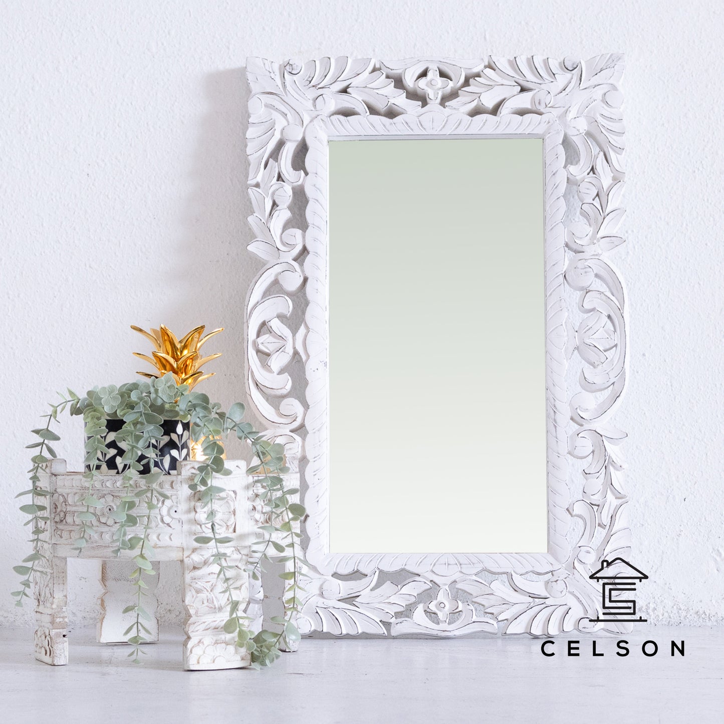 Simmi Carved Wooden Mirror