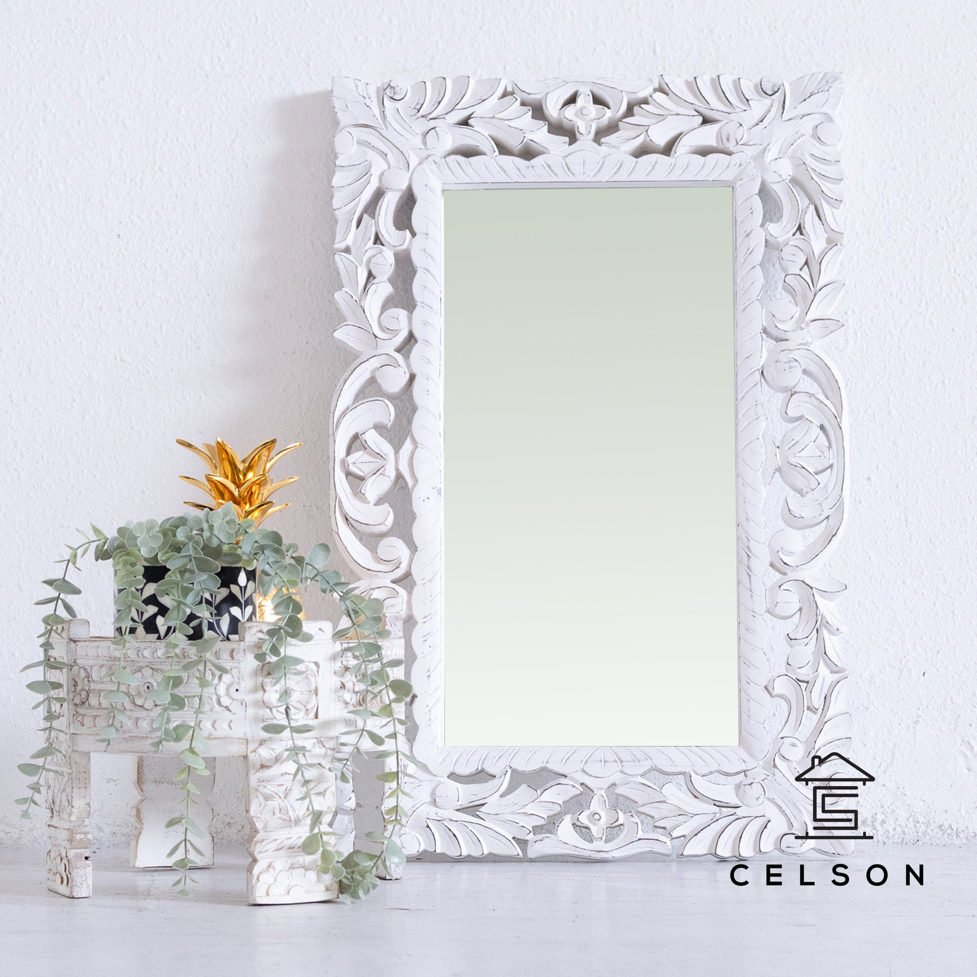Simmi Carved Wooden Mirror