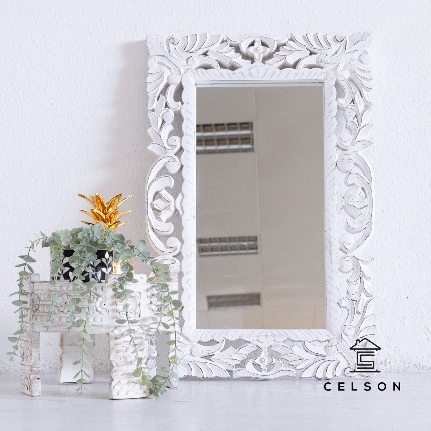 Simmi Carved Wooden Mirror