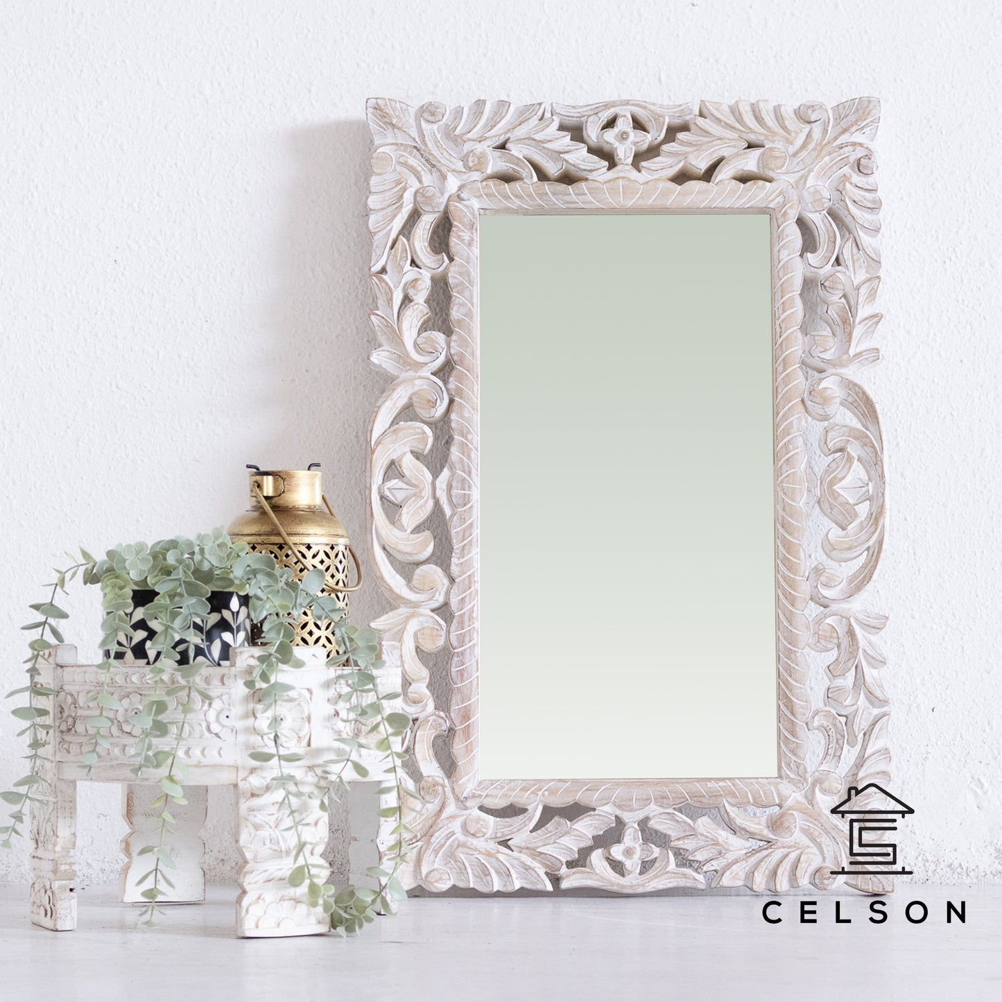 Kai Carved Wooden Mirror