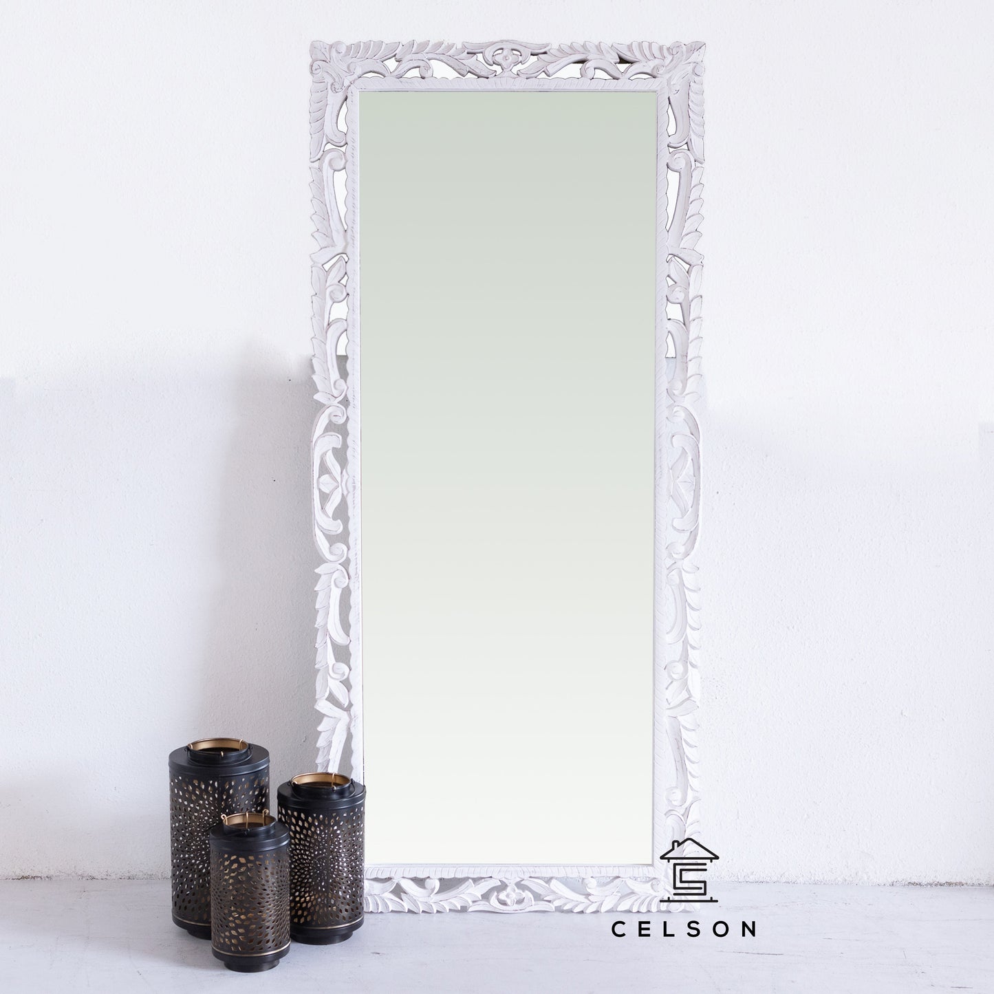 Simmi Carved Wooden Mirror