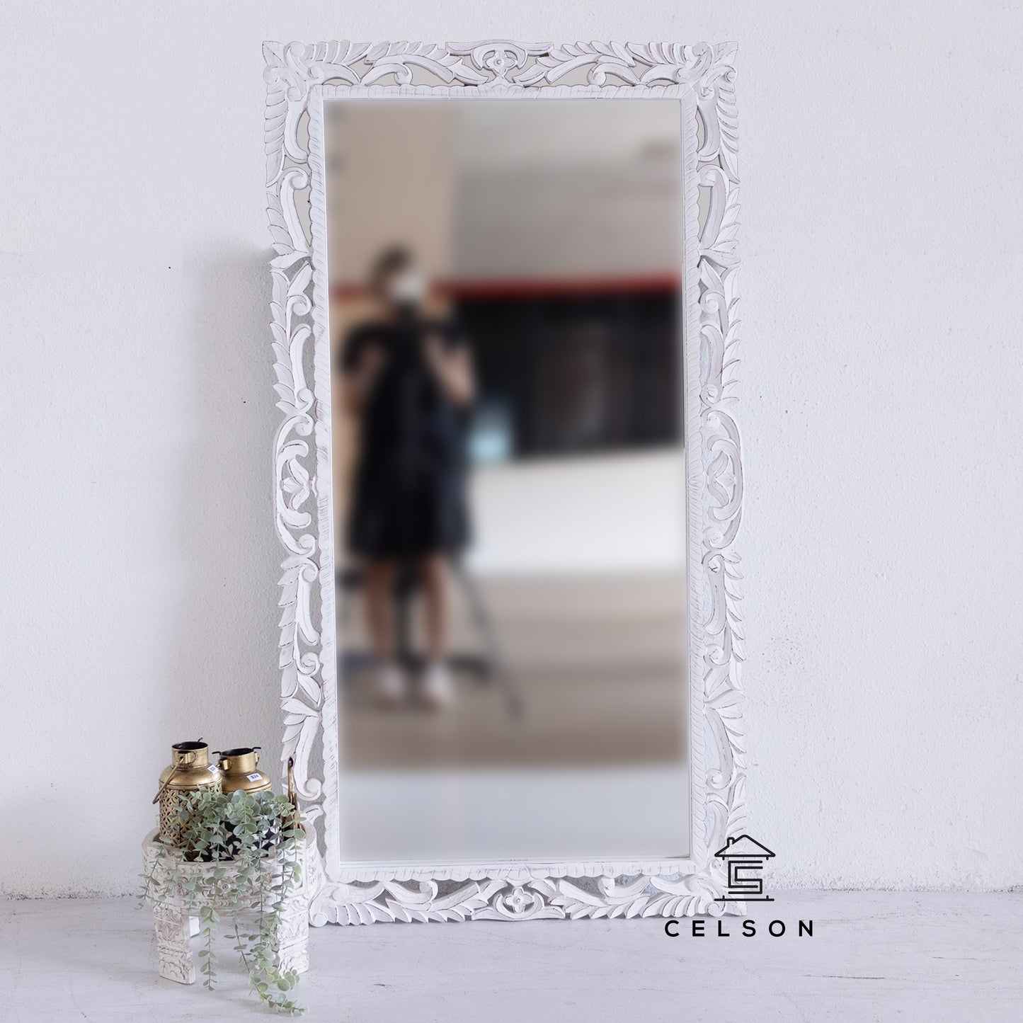 Simmi Carved Wooden Mirror