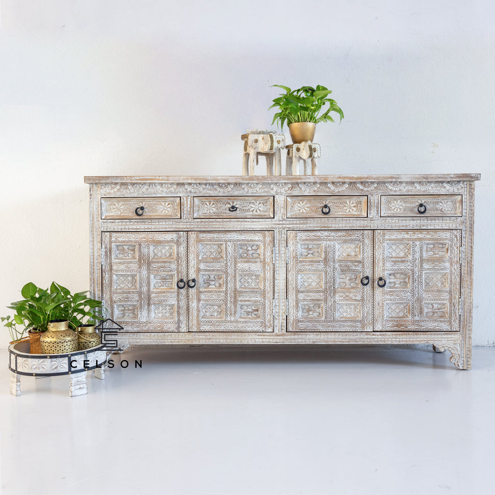 Jake Hand Carved Wooden Side Board