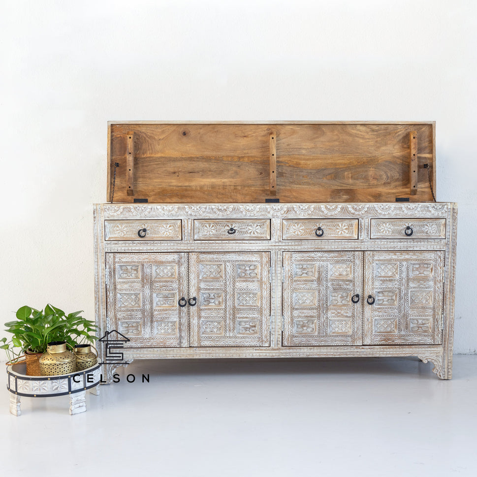 Jake Hand Carved Wooden Side Board