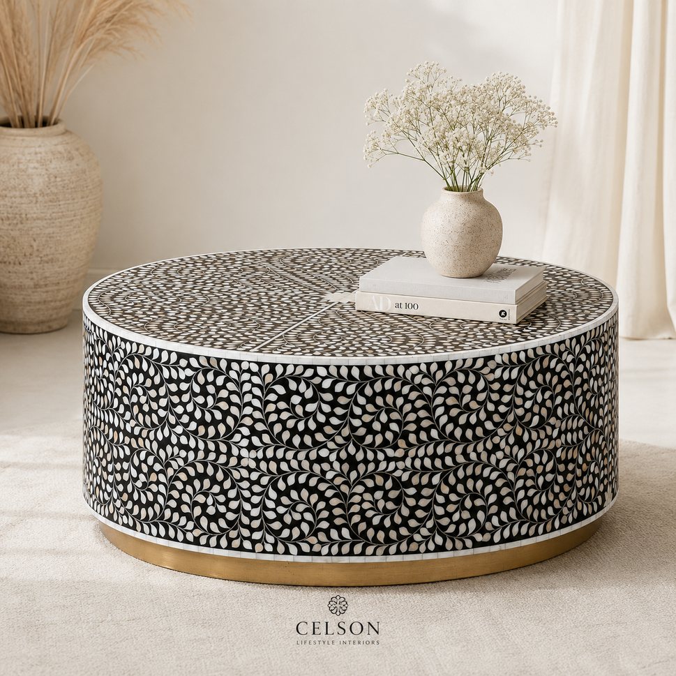 Brain Mother of Pearl Inlay Coffee Table