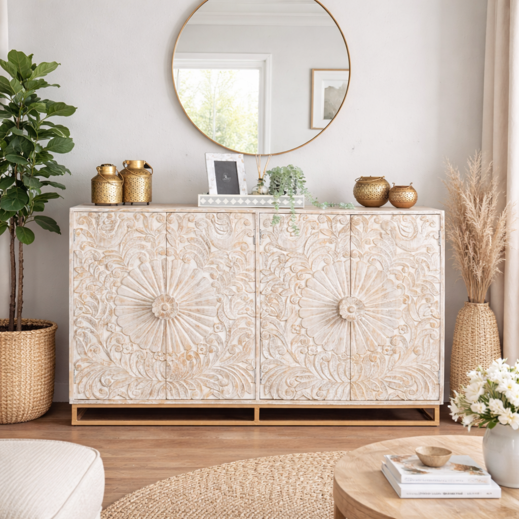 Jade Carved Side Board