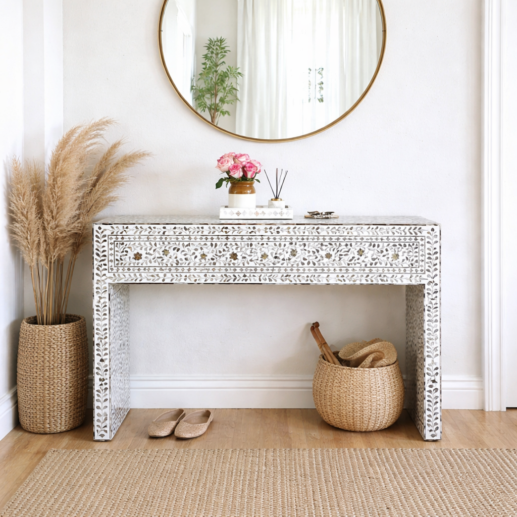 Alia Mother of Pearl Inlay Console Table
