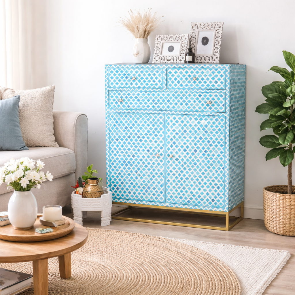 Hazel Bone Inlay Cabinet