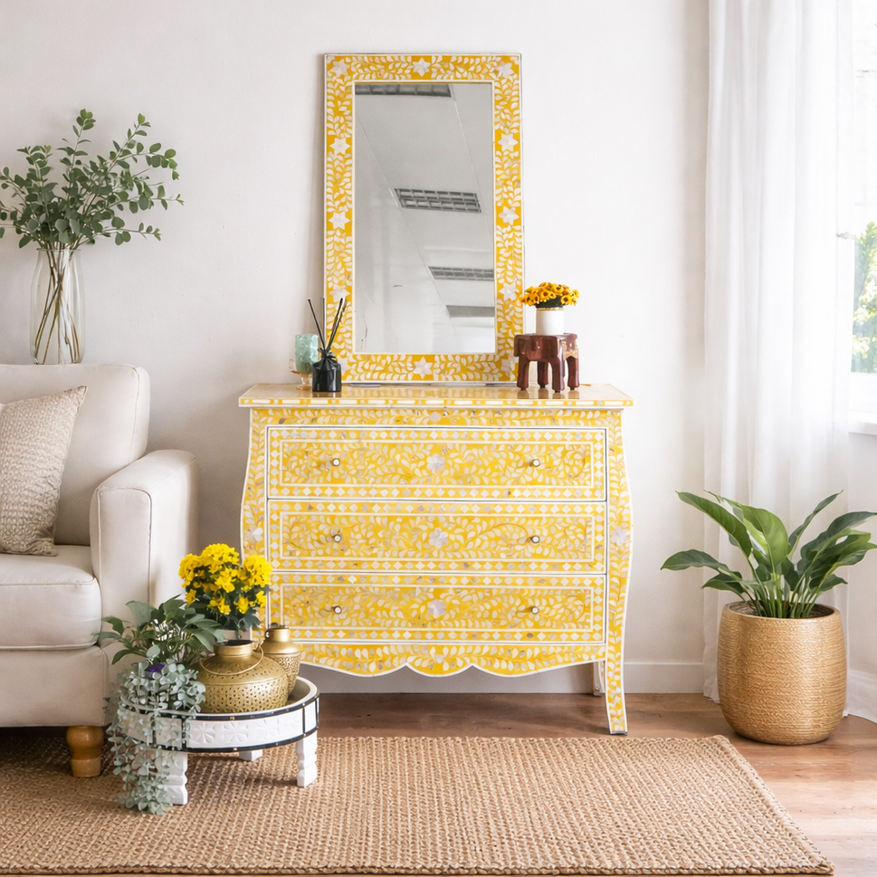 Nur Mother of Pearl Inlay Chest & Mirror