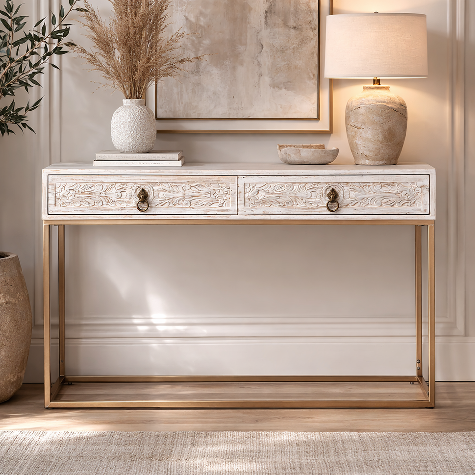 Abby Hand Carved Console Table