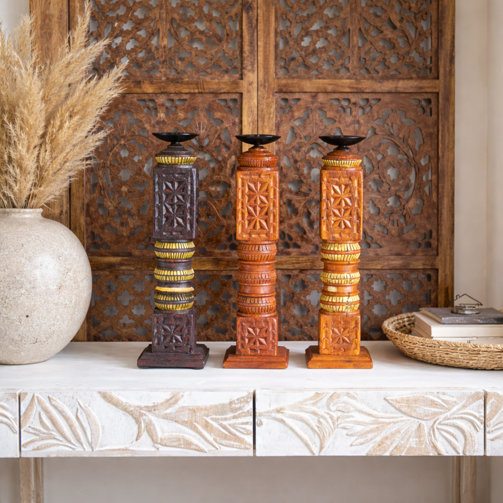 Raghav Wooden Candle Stand