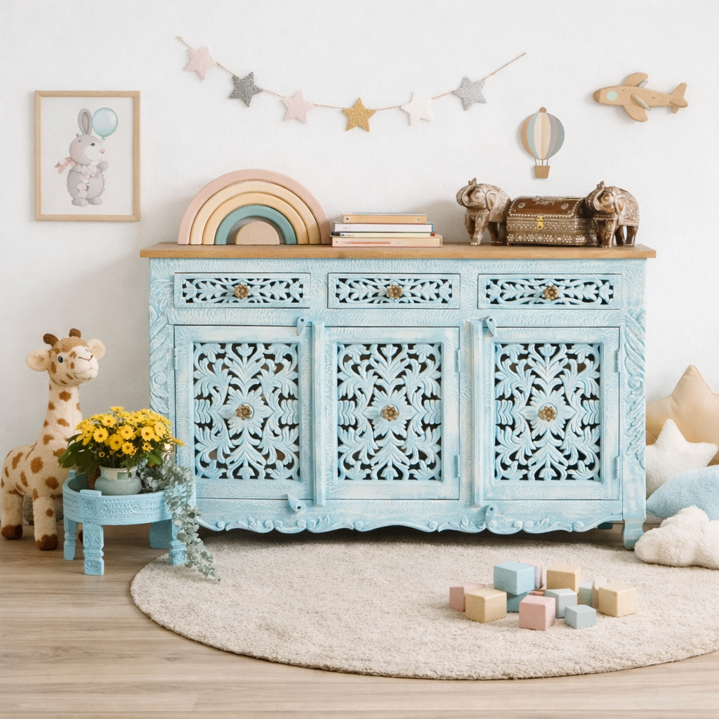 Deepak Hand Carved  Wooden Sideboard