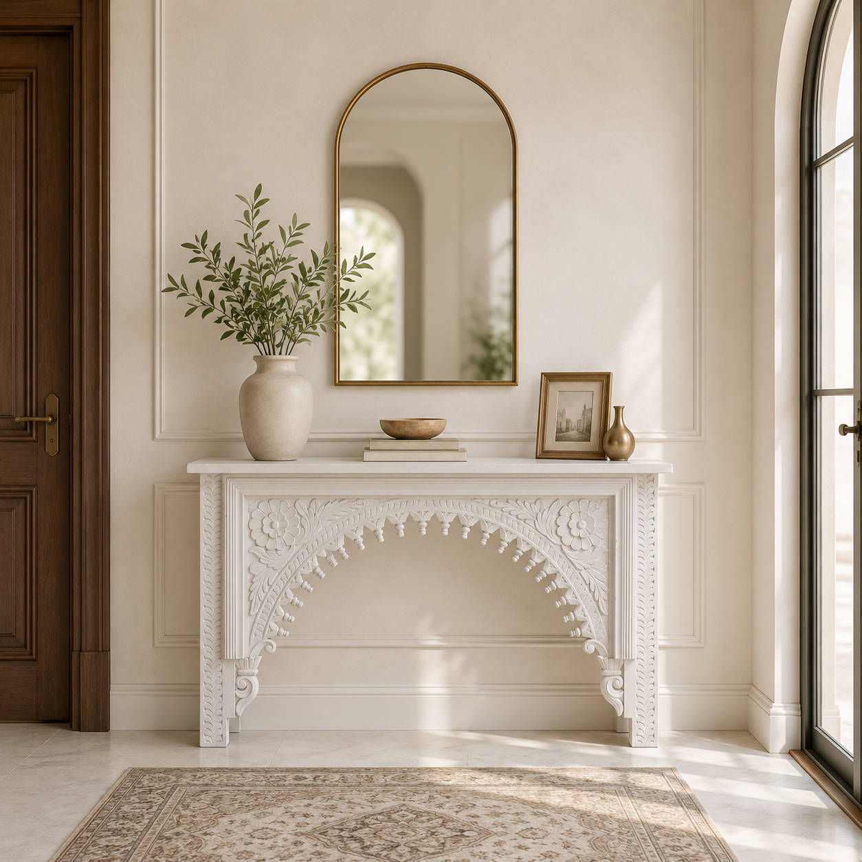 David Hand Carved Console Table