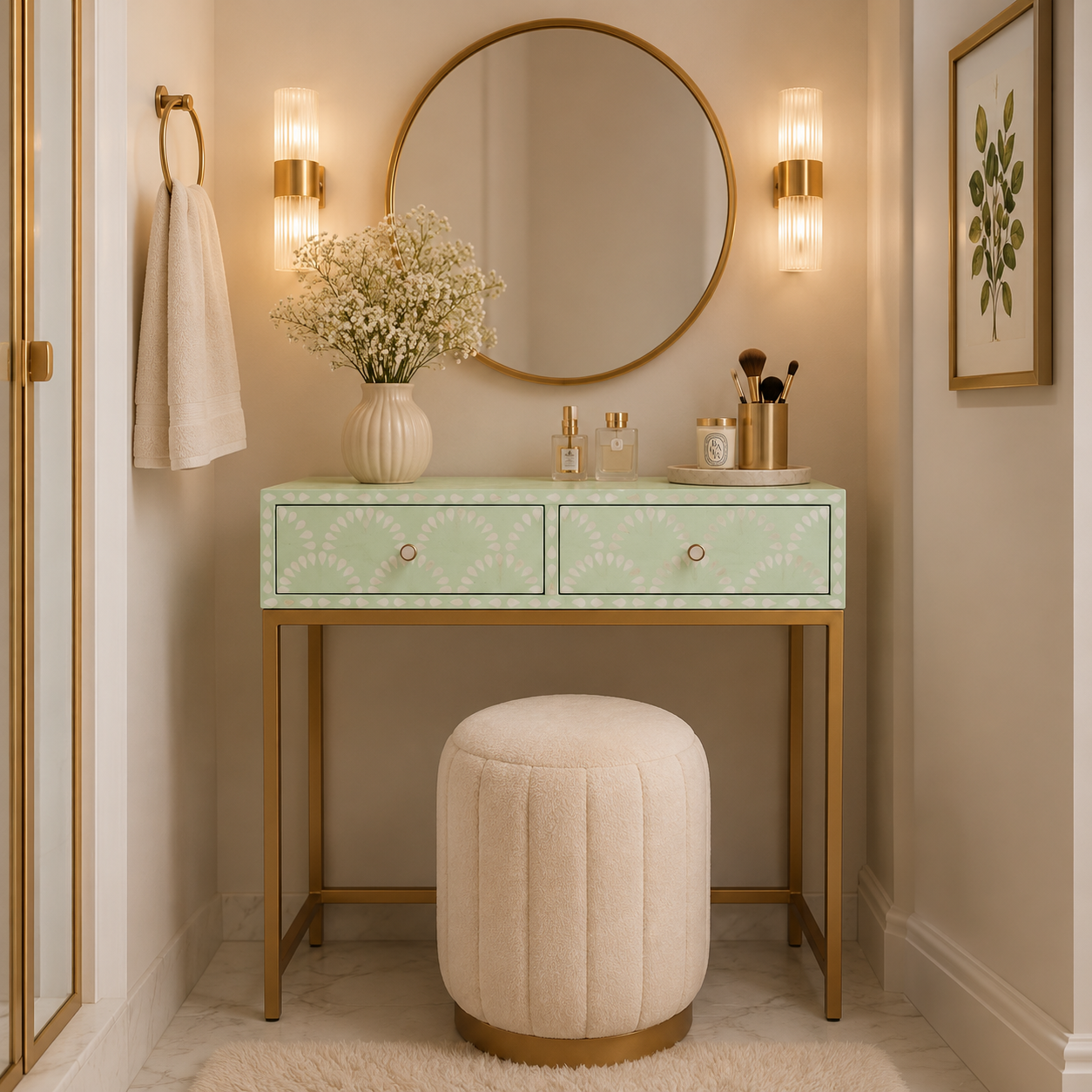 Oliver Bone Inlay Vanity Table