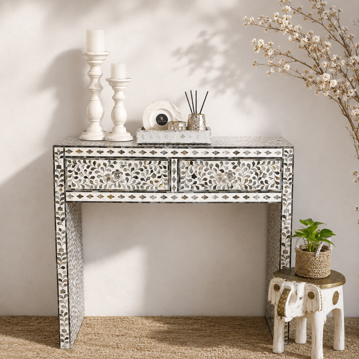 Vesper Mother of Pearl Inlay Console Table