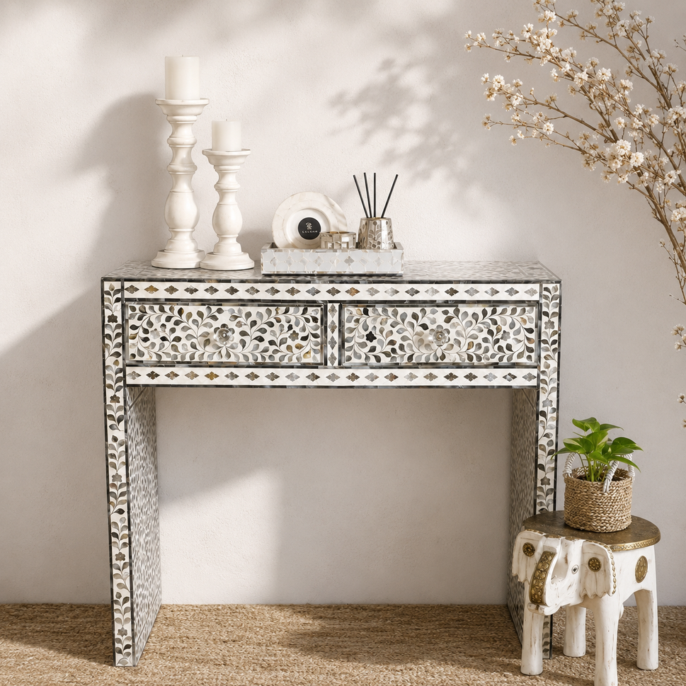 Vesper Mother of Pearl Inlay Console Table