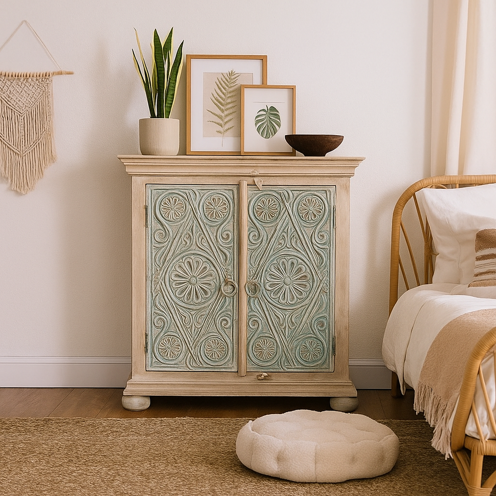 Eamon Carved Wooden Chest