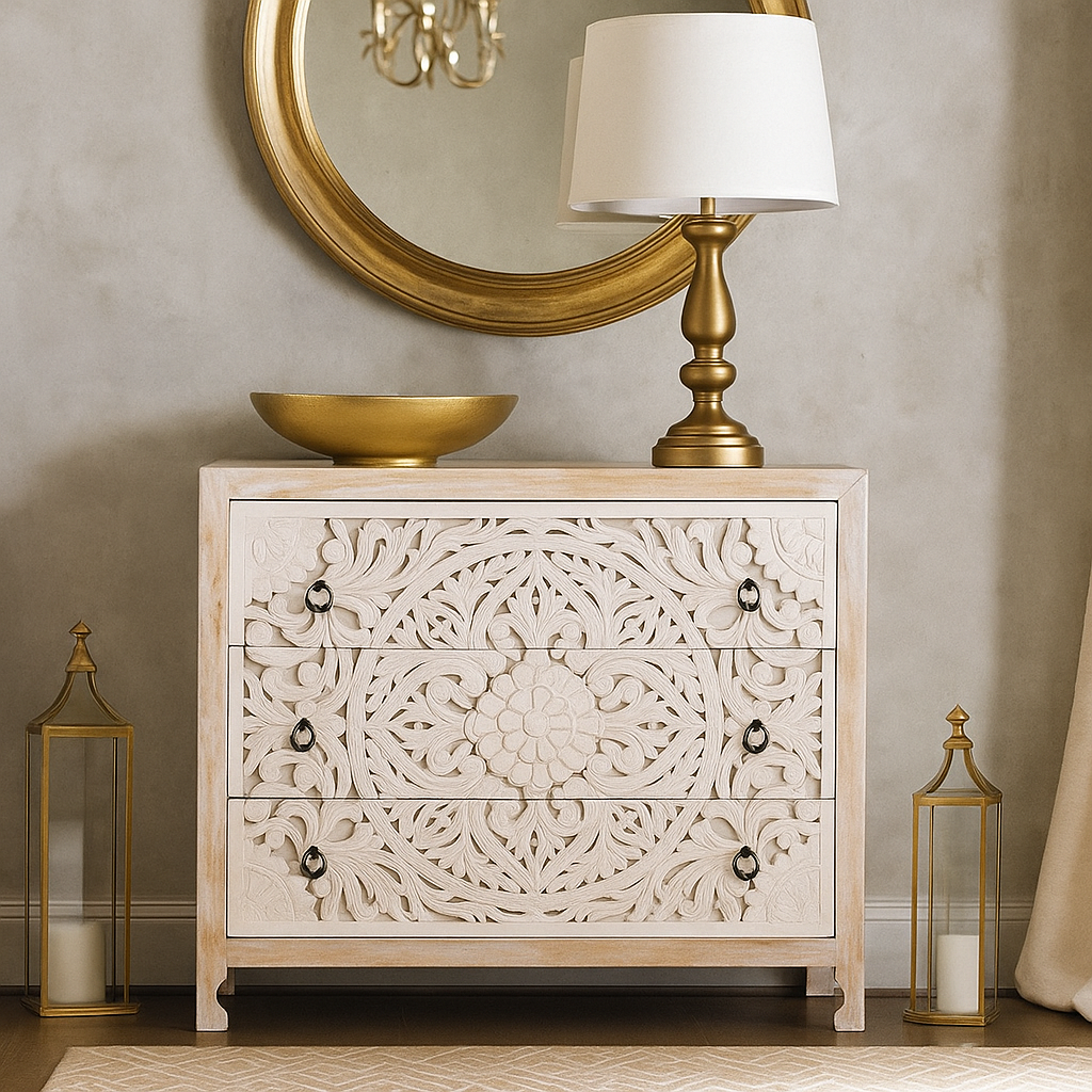 Kevin Carved Wooden Chest of Drawer