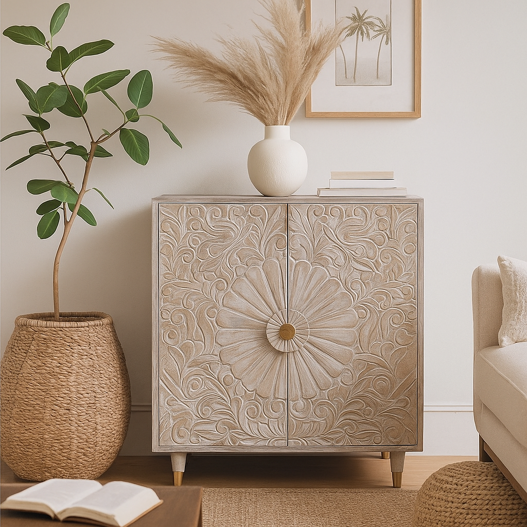 Farren Carved Wooden Cabinet