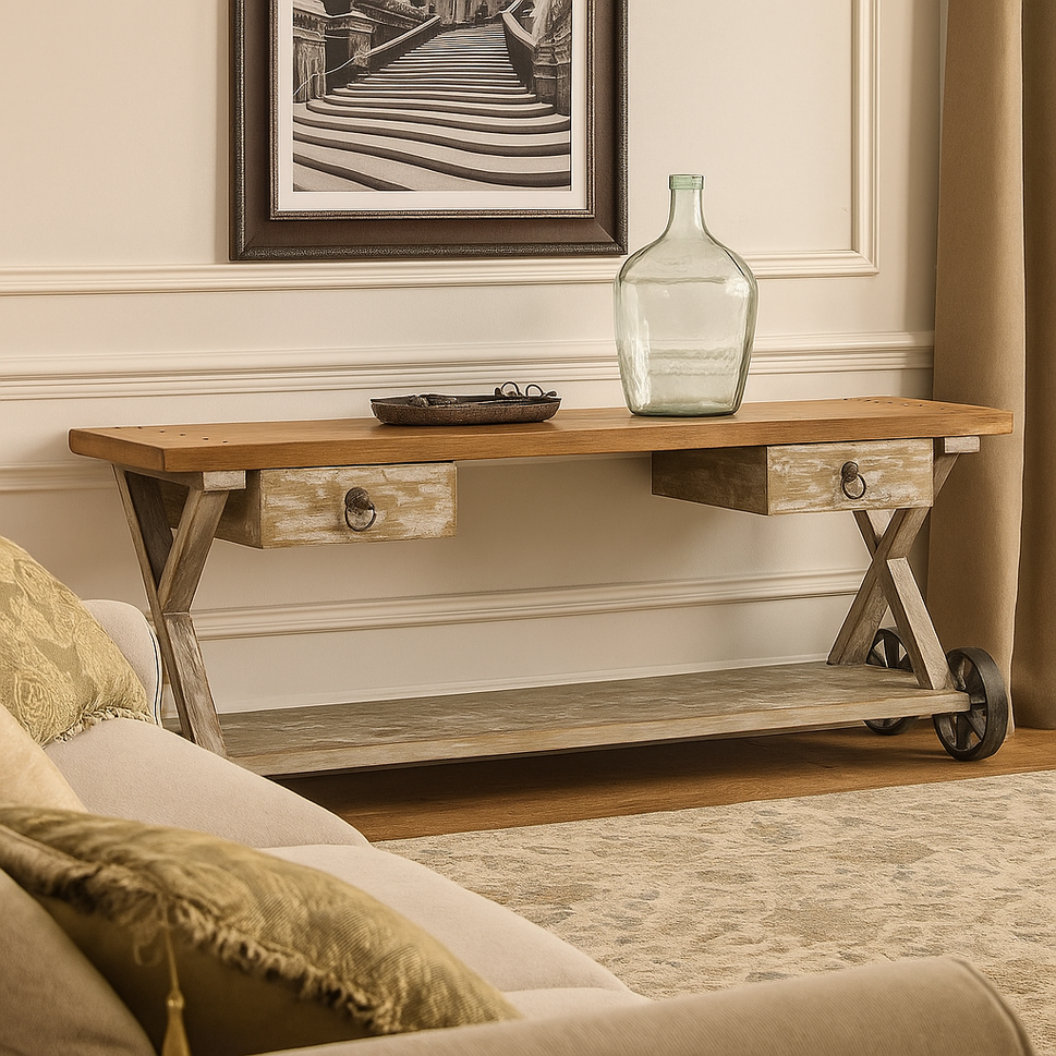 Kline Hand Carved Wooden Console Table