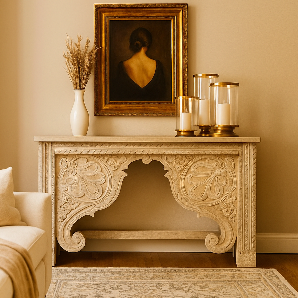Natalie Hand Carved Wooden Console Table