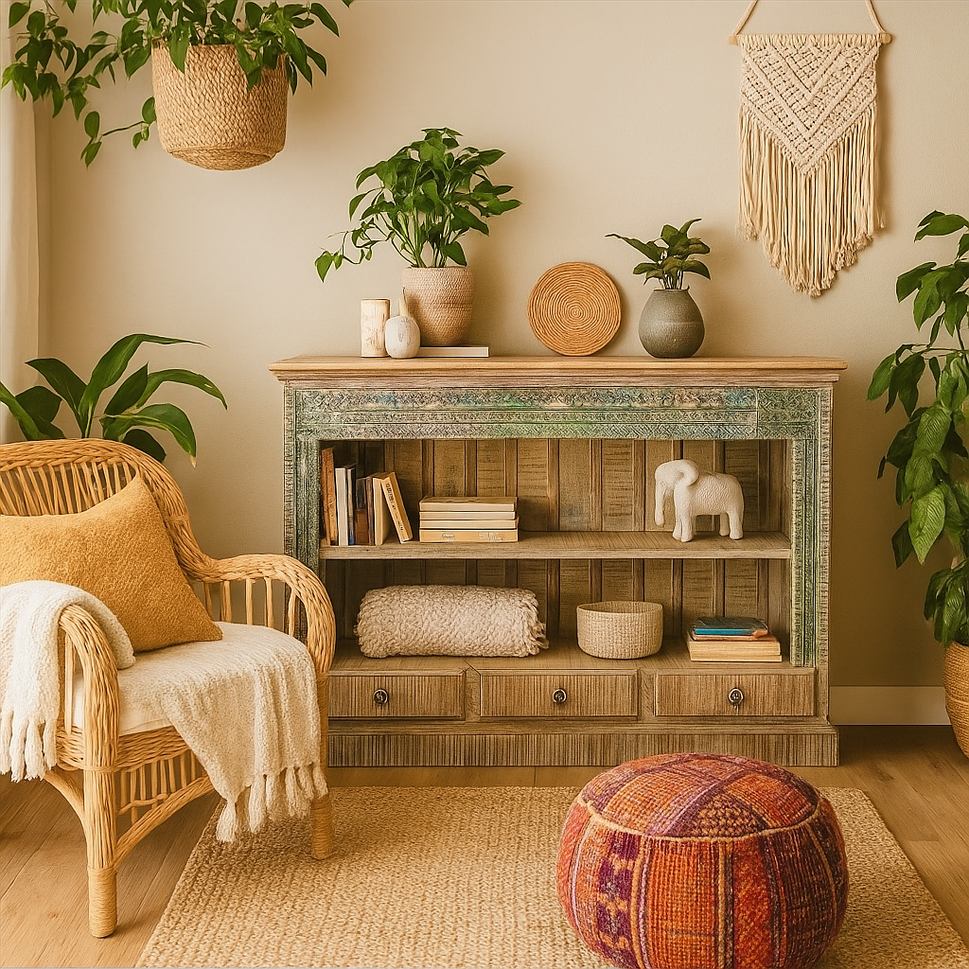 Carly Hand Carved Wooden Console Table