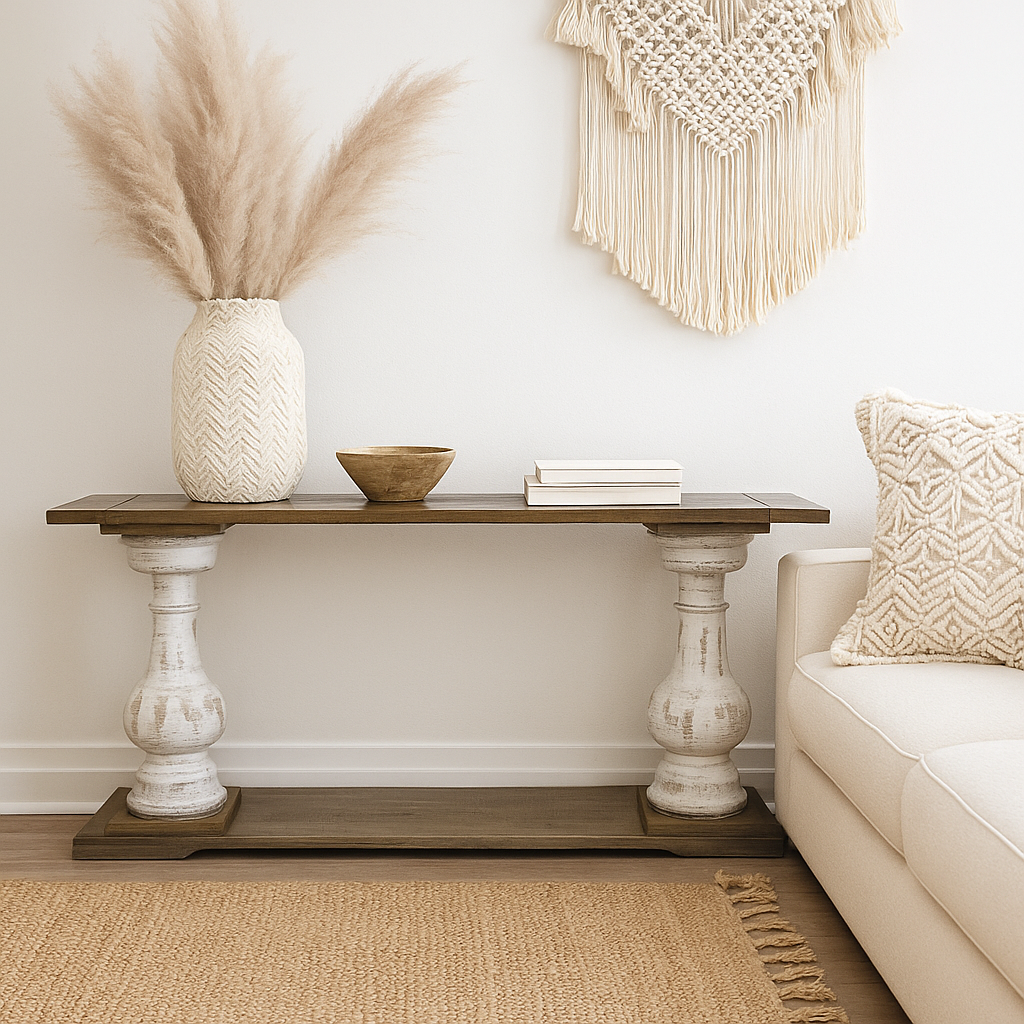 Wendell Hand Carved Wooden Console Table