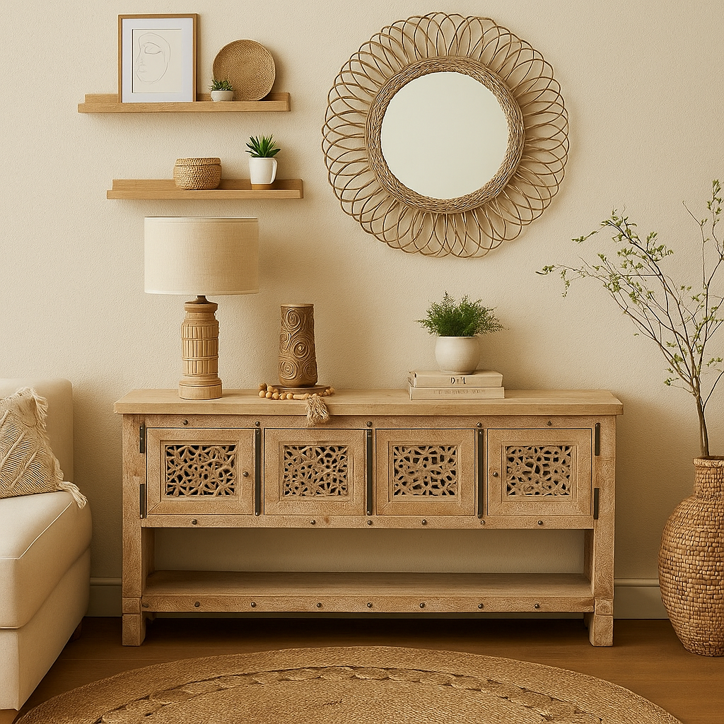 Rehman Hand Carved Wooden Console Table