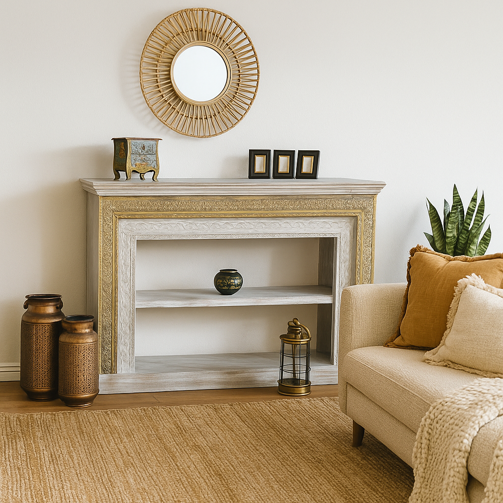 Ciara Hand Carved Wooden Console Table