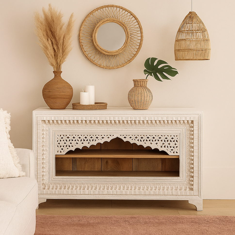 Beena Hand Carved Wooden Console Table
