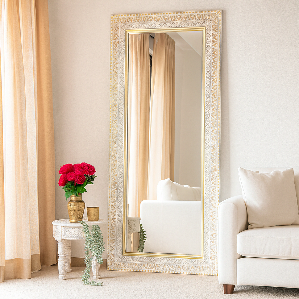 Riva Indian White & Gold Mirror